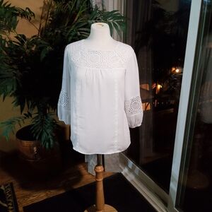 White Lace Detail Blouse